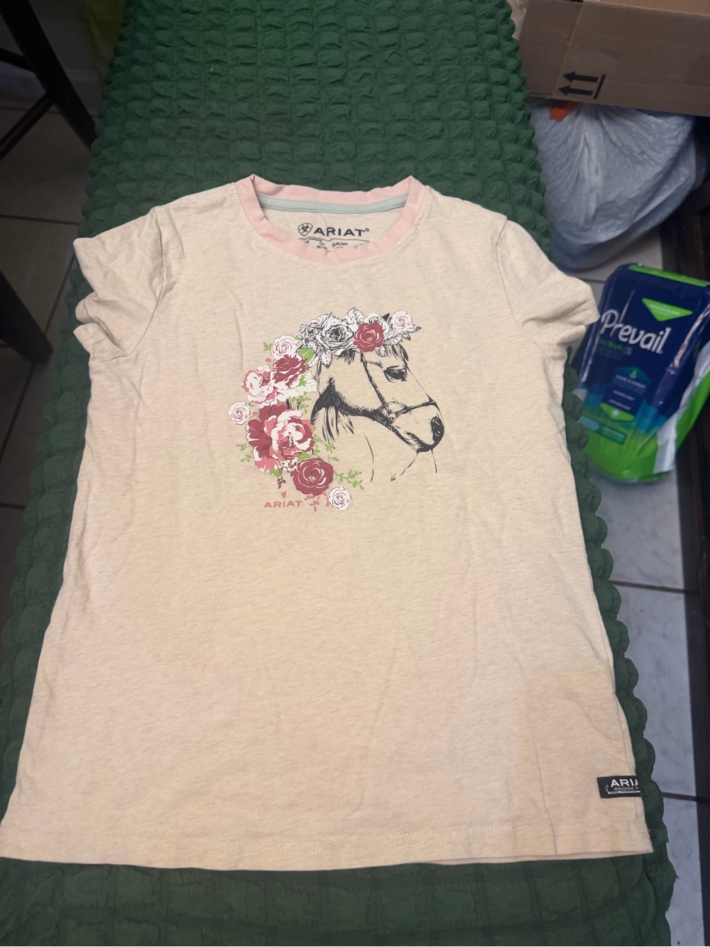 Ariat Girls Cream Short-Sleeve Tee with Floral Horse Graphic